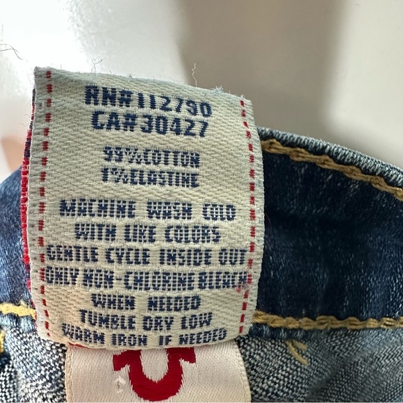 True Religion Joey Big T Gold Disco Flap Pocket Low Rise Flare Jeans Size 27 - Picture 11 of 11